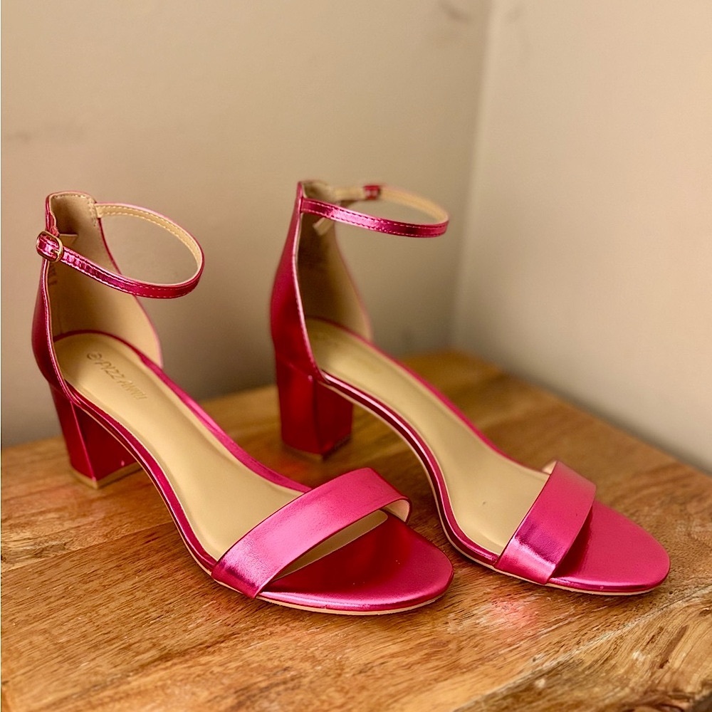 Elegant Pink Ankle Strap Heels
